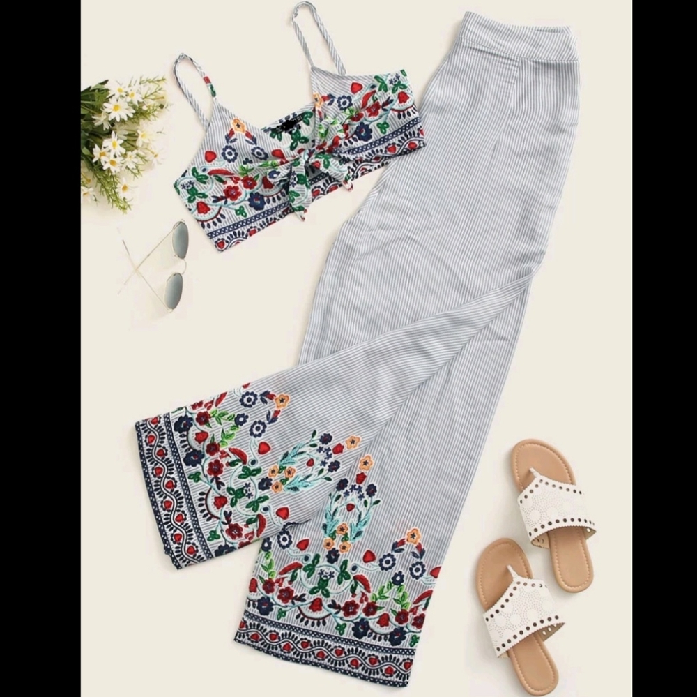 Tie Front Cami Top and Pants Set